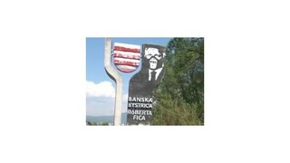 Na stĺpe s mestským znakom Banskej Bystrice sa objavil Ficov portrét