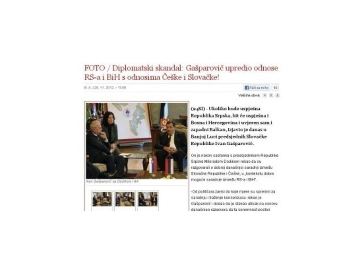 Bosna si pre Gašparovičov škandál predvolala nášho veľvyslanca