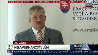 TB ministra práce J. Richtera o nezamestnanosti v júni