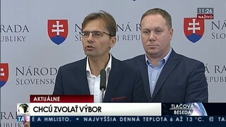 TB R. Vašečku a Ľ. Galka o zámere zvolať výbor pre kauzu Gorila