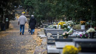 cintorín hroby pomník dušičky sviatok všetkých svätých dôchodca jeseň ilu (SITA/Marko Erd)