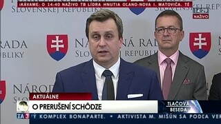 TB A. Danka a podpredsedov NR SR o prerušení mimoriadnej schôdze