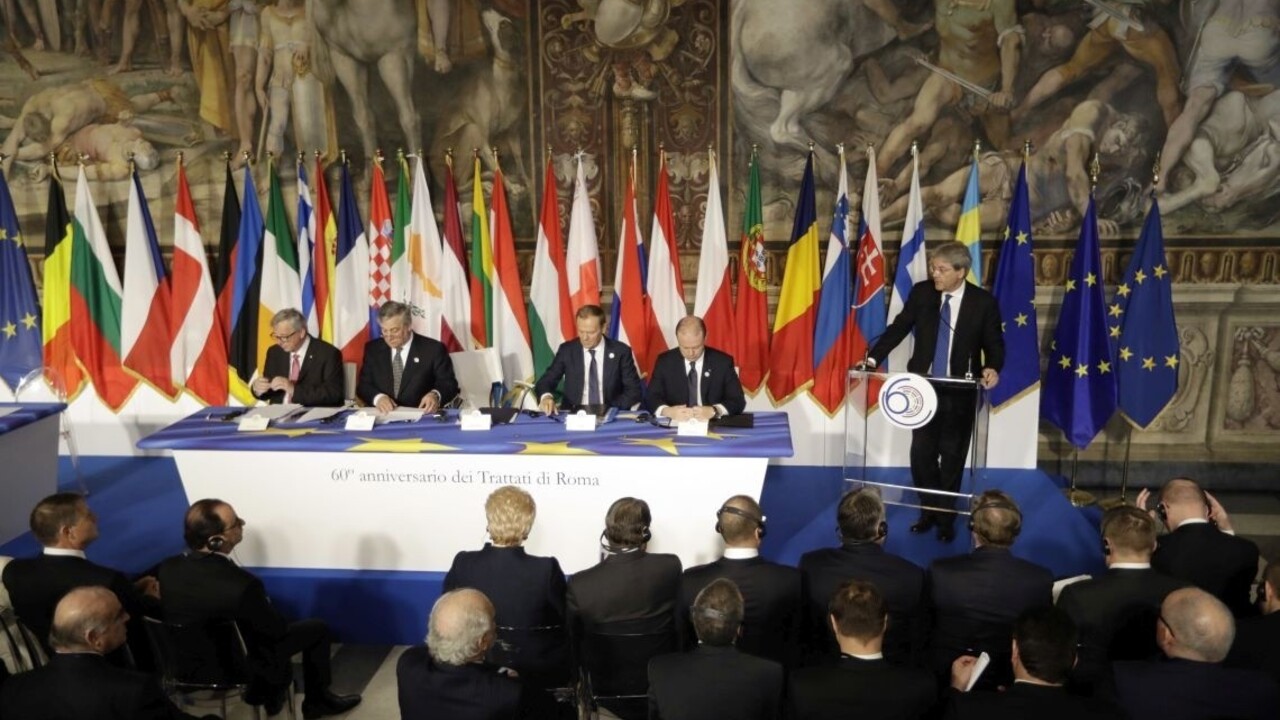 Pozrite si slávnostné prejavy európskych lídrov na summite v Ríme