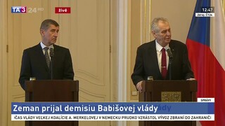 Oficálne prijatie demisie A. Babiša českým prezidentom
