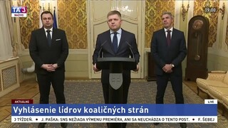 Zásadné vyhlásenie predsedov koaličných strán R. Fica, A. Danka a B. Bugára