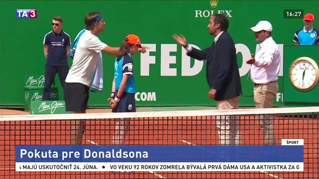 Donaldson nakričal na rozhodcu, vedenie ATP mu udelilo vysokú pokutu