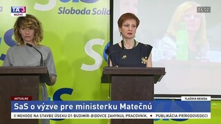 TB strany SaS o výzve pre ministerku Matečnú