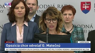 TB opozičných poslancov o odvolaní ministerky Matečnej