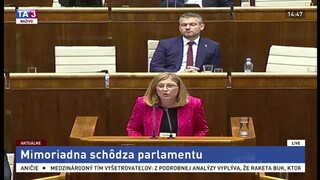 Vystúpenie G. Matečnej na mimoriadnej schôdzi parlamentu