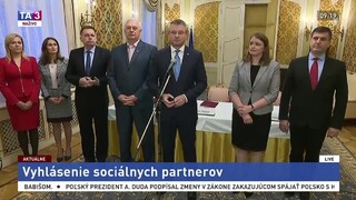TB P. Pellegriniho o vyhlásení zástupcov sociálnych partnerov