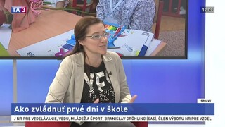 ŠTÚDIO TA3: detská psychologička M. Tóthová Šimčáková o prvých dňoch v škole