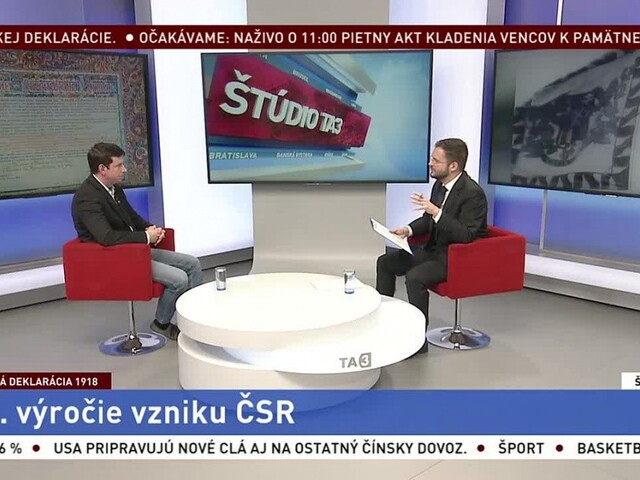ŠTÚDIO TA3: Historik T. Černák o 100. výročí vzniku ČSR
