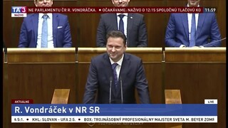 Vystúpenie šéfa Poslaneckej snemovne ČR R. Vondráčka v NR SR