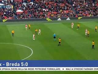 Ajax pokračuje v naháňačke za Eindhovenom, suverénne zdolal Bredu