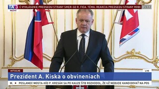Vyhlásenie prezidenta A. Kisku o obvineniach a hrozbách R. Fica