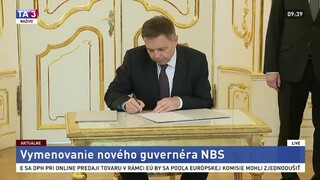 Vymenovanie Petra Kažimíra za nového guvernéra NBS