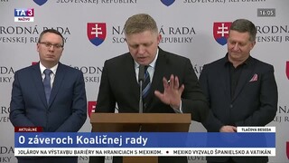 TB R. Fica, T. Bernaťáka a T. Bastrnáka o záveroch Koaličnej rady