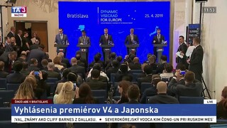 Vyhlásenia premiérov V4 a Japonska po spoločnom rokovaní