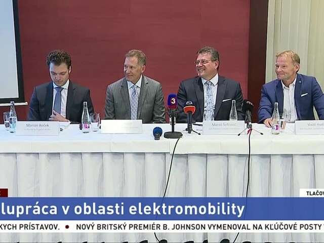 TB M. Šefčoviča a podpredsedu EIB V. Hudáka o spolupráci v oblasti elektromobility