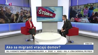 ŠTÚDIO TA3:  Vedúca IOM Z. Vatraľová o migrantoch na Slovensku