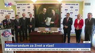TB zástupcov SNS a KDŽP k podpisu Memoranda za život a vlasť
