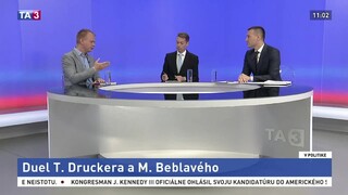 Duel T. Druckera a M. Beblavého / Vyrovnaný rozpočet je nereálny / Zmeny v sociálnej oblasti / Kvalita mäsa a obchodné praktiky