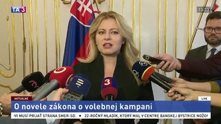Vyhlásenie Z. Čaputovej k novele zákona o volebnej kampani