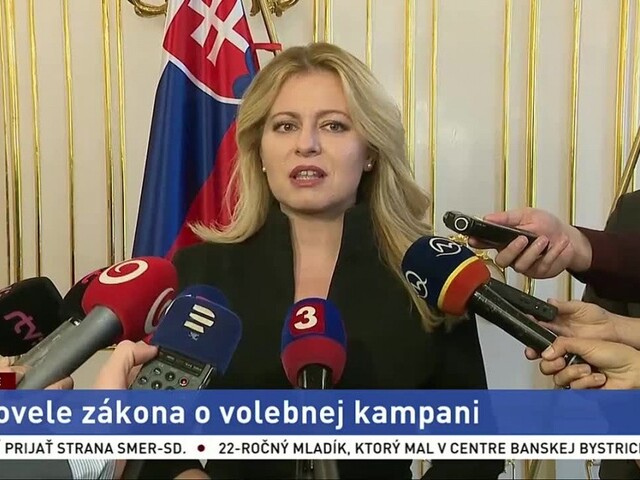 Vyhlásenie Z. Čaputovej k novele zákona o volebnej kampani
