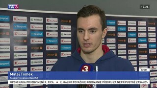 Hokejový brankár M. Tomek o jeho debute v reprezentácii