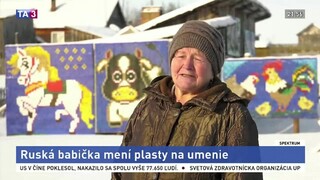 Mníšske rúcho z PET fliaš/ Ruská babička mení plasty na umenie