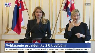 Vyhlásenie prezidentky SR Z. Čaputovej k výsledkom volieb