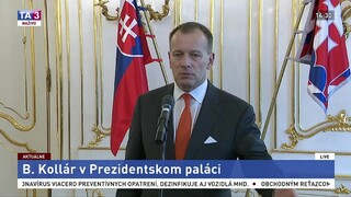 Brífing B. Kollára po rokovaní s prezidentkou Z. Čaputovou