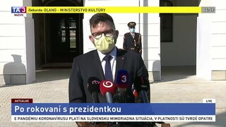 Vyhlásenie hovorcu prezidentky M. Strižinca po rokovaní o novej vláde