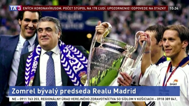 Zomrel bývalý predseda Realu Madrid, podľahol koronavírusu