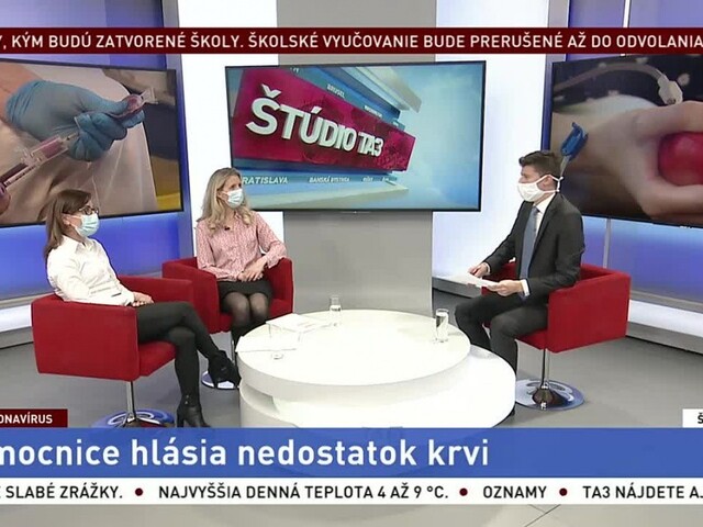 ŠTÚDIO TA3: Z. Kovaľová a M. Frigová o nedostatku krvi
