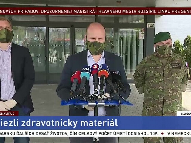 TB ministra obrany J. Naďa po prílete zdravotníckeho materiálu z Číny