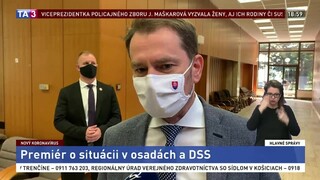 Brífing I. Matoviča o nakazených v osadách a DSS