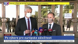 TB I. Korčoka a T. Valáška po rokovaní Výboru pre európske záležitosti