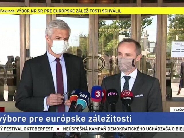 TB I. Korčoka a T. Valáška po rokovaní Výboru pre európske záležitosti