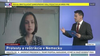 ŠTÚDIO TA3: V. Bellová o protestoch a reštrikciách v Nemecku