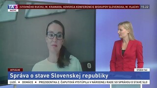 ŠTÚDIO TA3: Politologička A. Világi o prejave prezidentky Z. Čaputovej