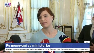 Brífing V. Remišovej po vymenovaní za ministerku