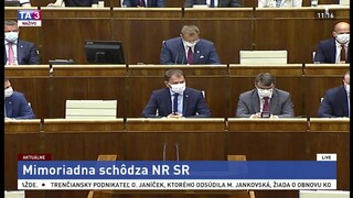 Otvorenie mimoriadnej schôdze NR SR k vysloveniu nedôvery