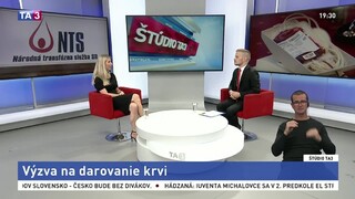ŠTÚDIO TA3: Manažérka NTS M. Frigová o výzve na darovanie krvi