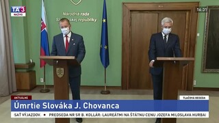 Vyhlásenie B. Kollára a I. Korčoka o úmrtí Slováka J. Chovanca v Belgicku