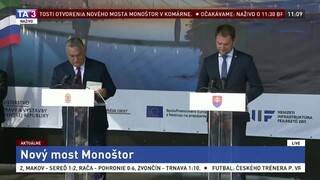 Vyhlásenie premiérov Matoviča a Orbána k otvoreniu nového mosta