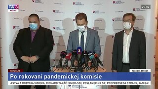 TB I. Matoviča, M. Krajčího a J. Mikasa po rokovaní pandemickej komisie