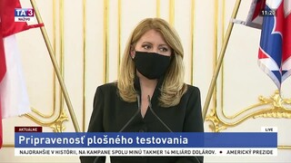 Vyhlásenie prezidentky Z. Čaputovej k plošnému testovaniu