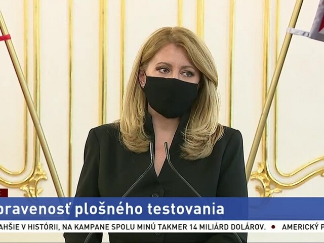 Vyhlásenie prezidentky Z. Čaputovej k plošnému testovaniu