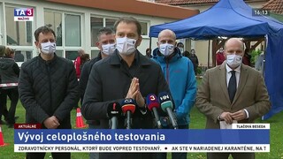 TB premiéra I. Matoviča a predstaviteľov vlády o vývoji testovania